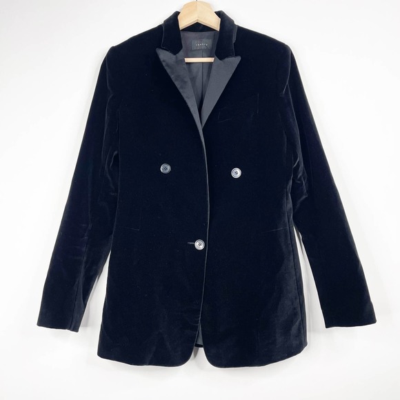 Theory Jackets & Blazers - Theory Contrasted Velour Tuxedo Peacoat Black Peak Collar Button Accent M #7005